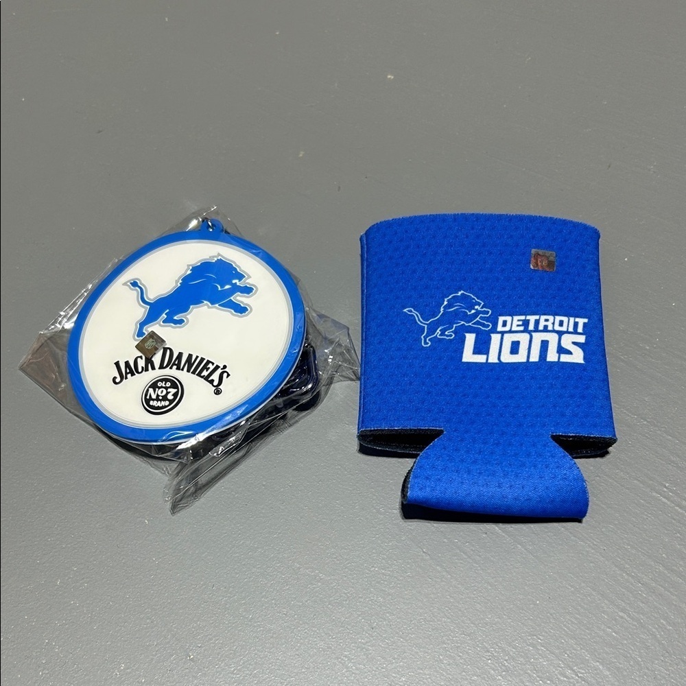 NFL Detroit Lions x Jack Daniels Koozie & Chain Necklace Set